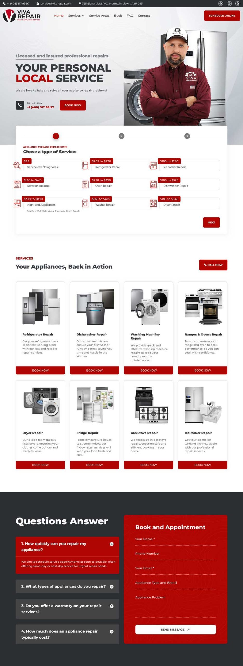 Розробка сайту Appliances Repair Service